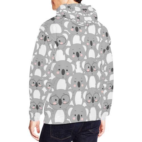 Pattern Print Koala Men Pullover Hoodie-grizzshop