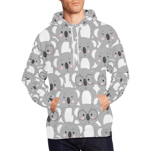 Pattern Print Koala Men Pullover Hoodie-grizzshop