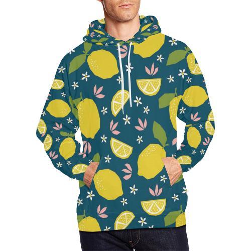 Pattern Print Lemon Men Pullover Hoodie-grizzshop