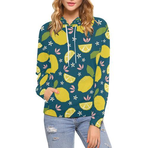 Pattern Print Lemon Women Pullover Hoodie-grizzshop