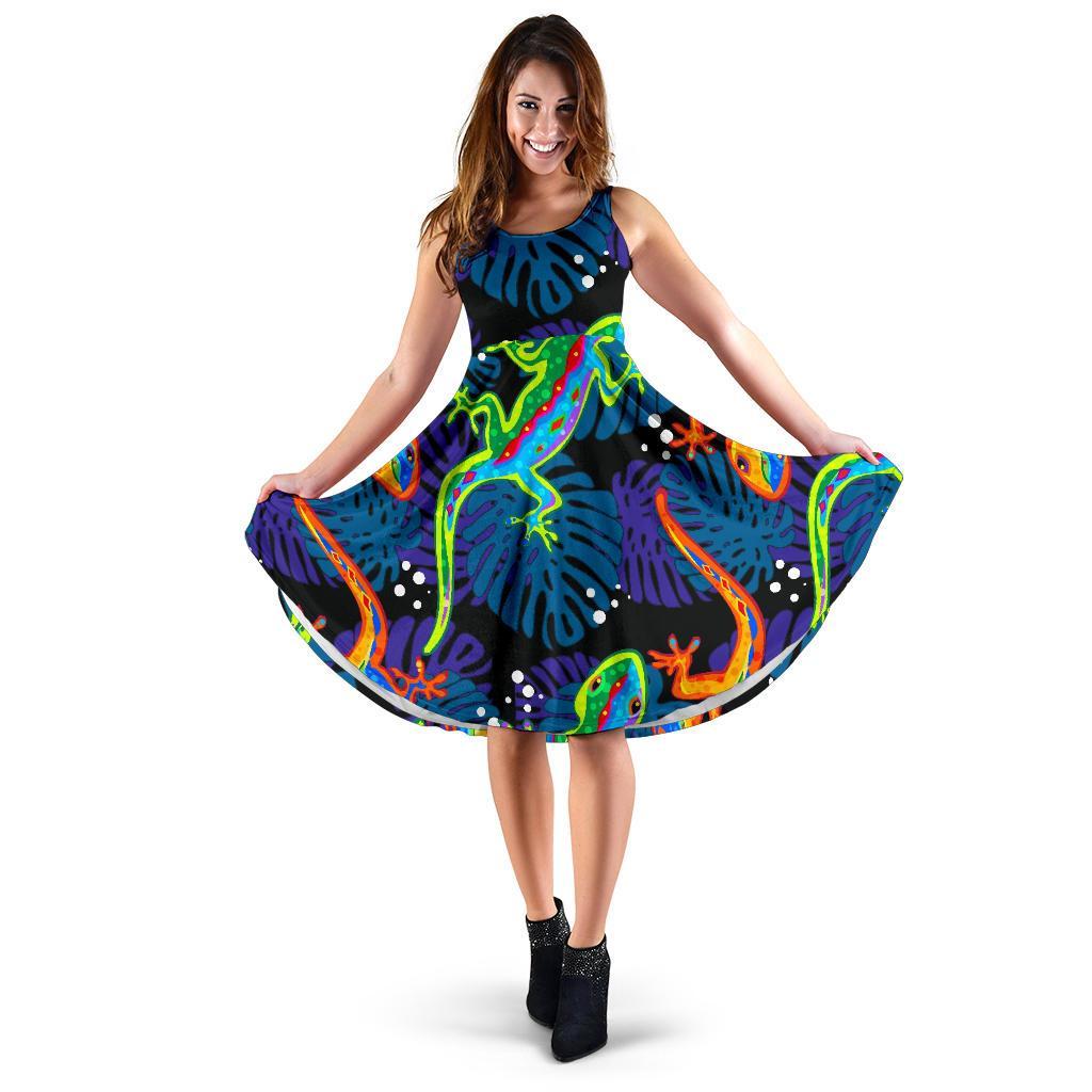 Pattern Print Lizard Dress-grizzshop