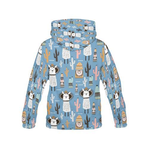 Pattern Print Llama Cactus Women Pullover Hoodie-grizzshop