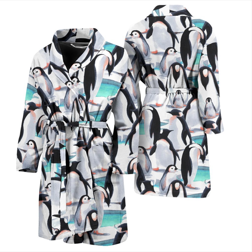 Pattern Print Penguin Men Long Robe-grizzshop