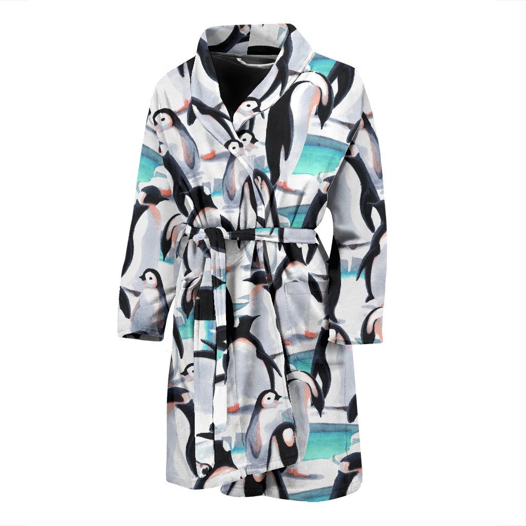 Pattern Print Penguin Men Long Robe-grizzshop