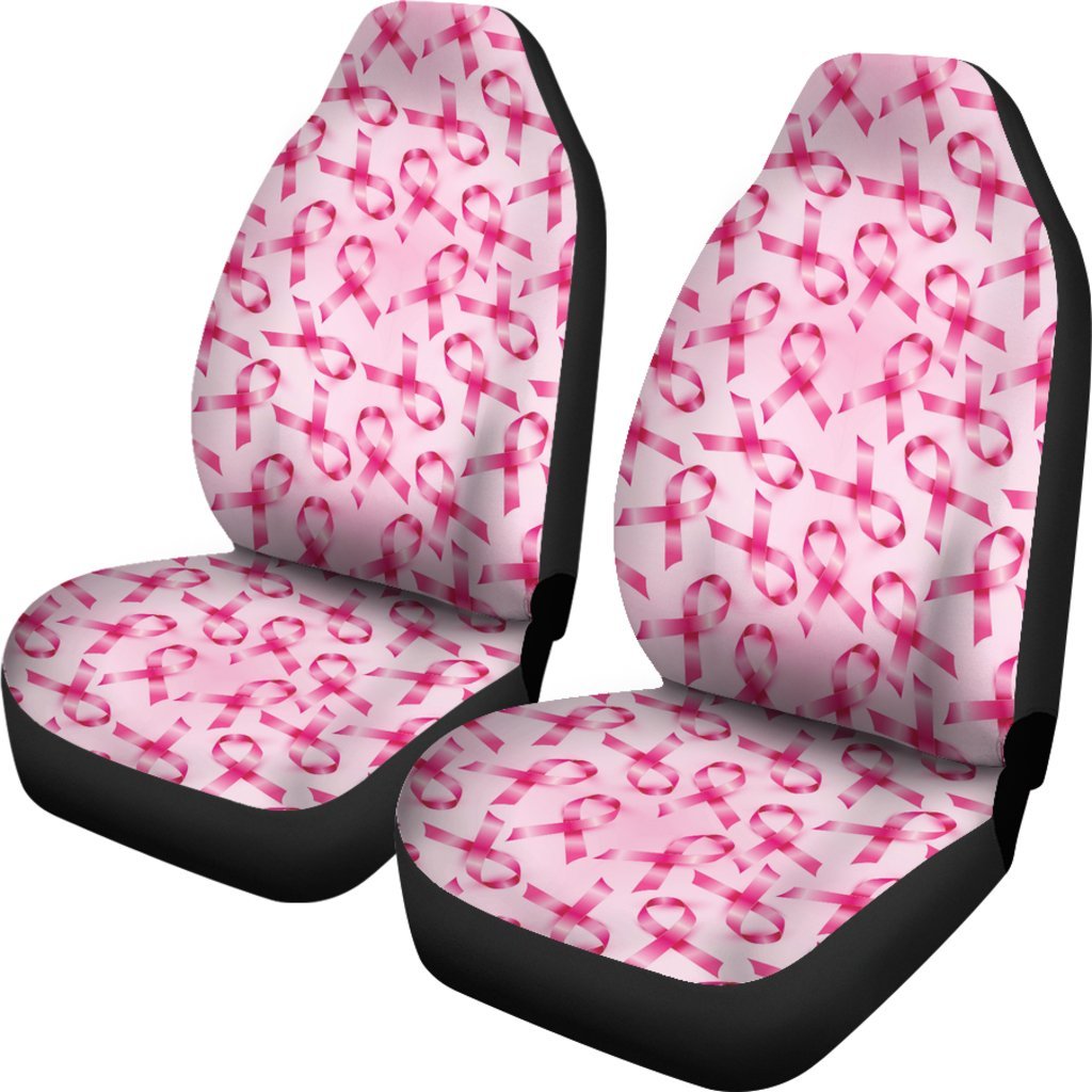 Pattern Print Pink Ribbon Breast Cancer Awareness Universal Fit Car Seat Cover-grizzshop