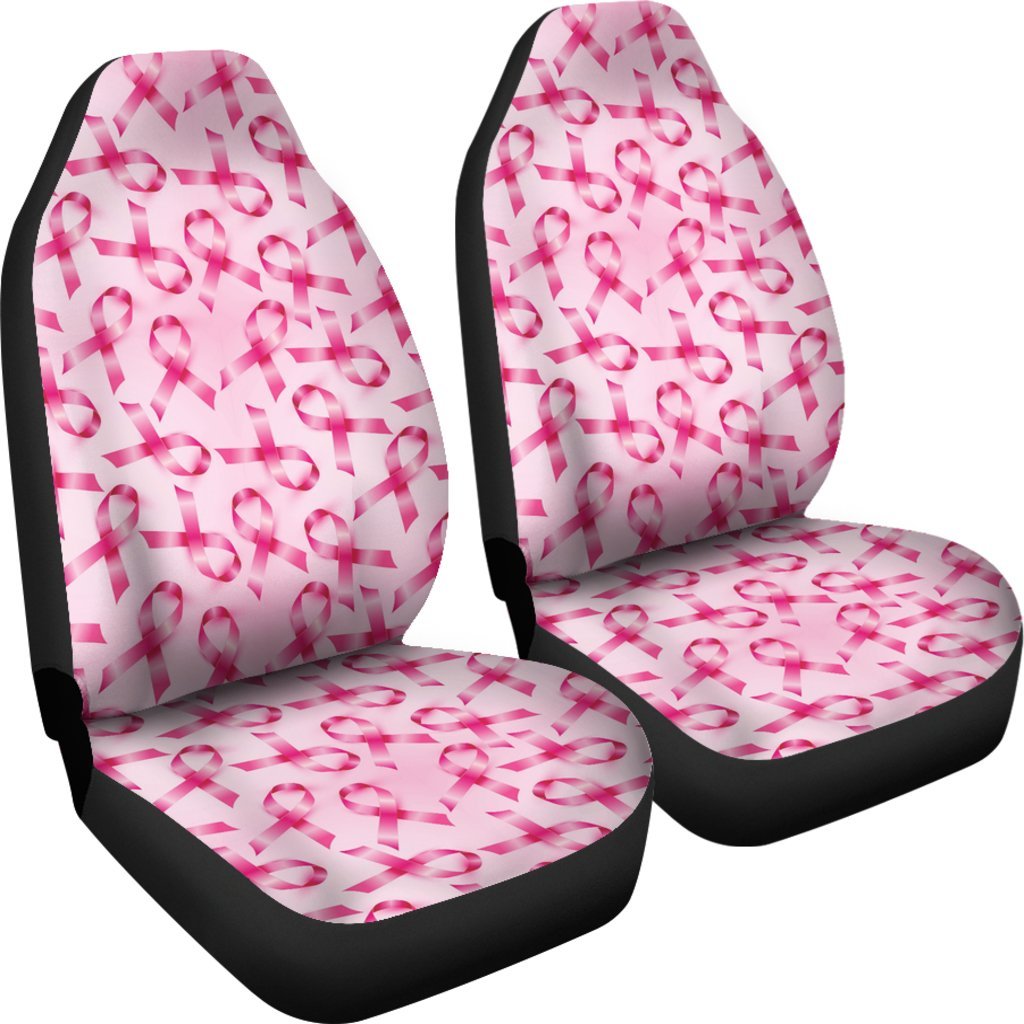 Pattern Print Pink Ribbon Breast Cancer Awareness Universal Fit Car Seat Cover-grizzshop