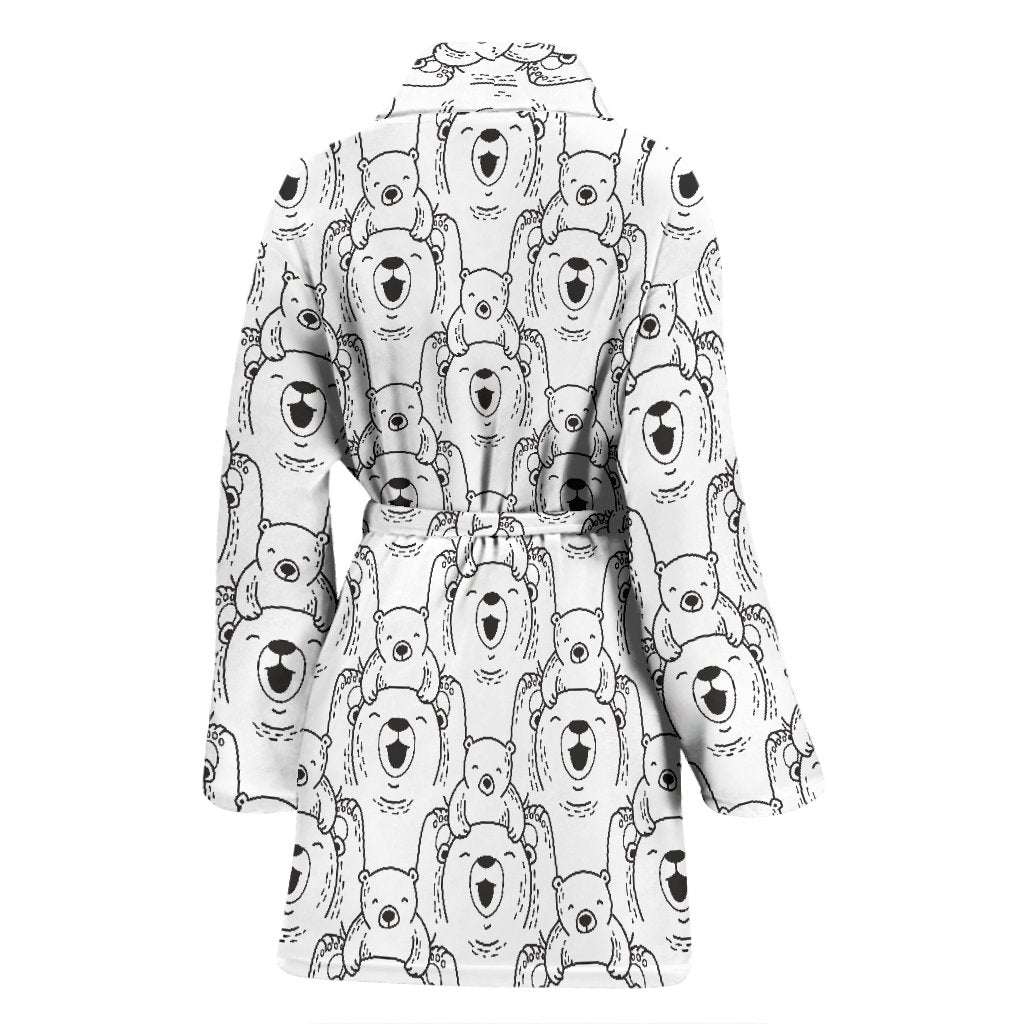 Pattern Print Polar Bear Pattern Print Women Long Robe-grizzshop