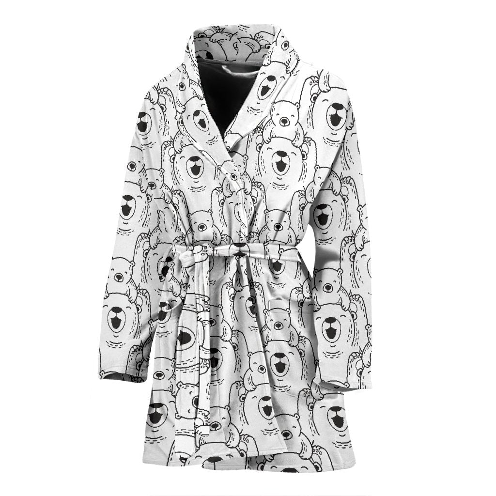 Pattern Print Polar Bear Pattern Print Women Long Robe-grizzshop