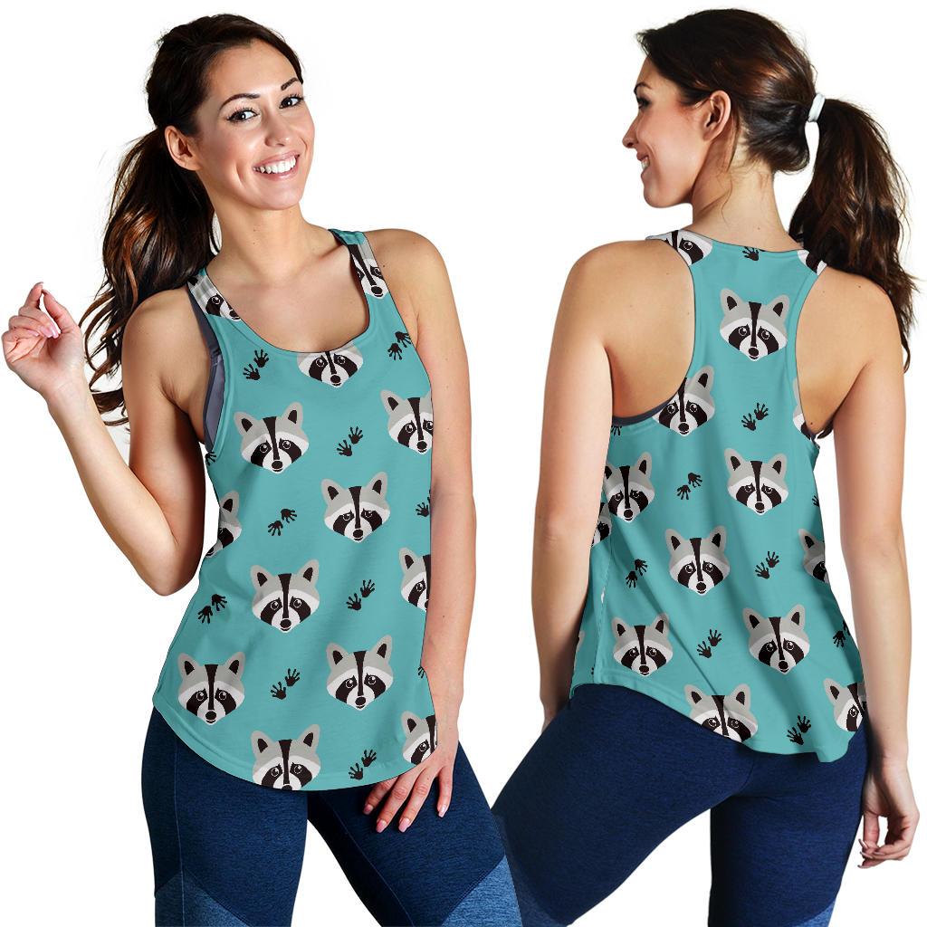 Pattern Print Raccoon Women's Racerback Tank Tops-grizzshop