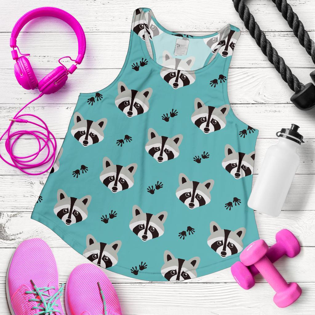 Pattern Print Raccoon Women's Racerback Tank Tops-grizzshop