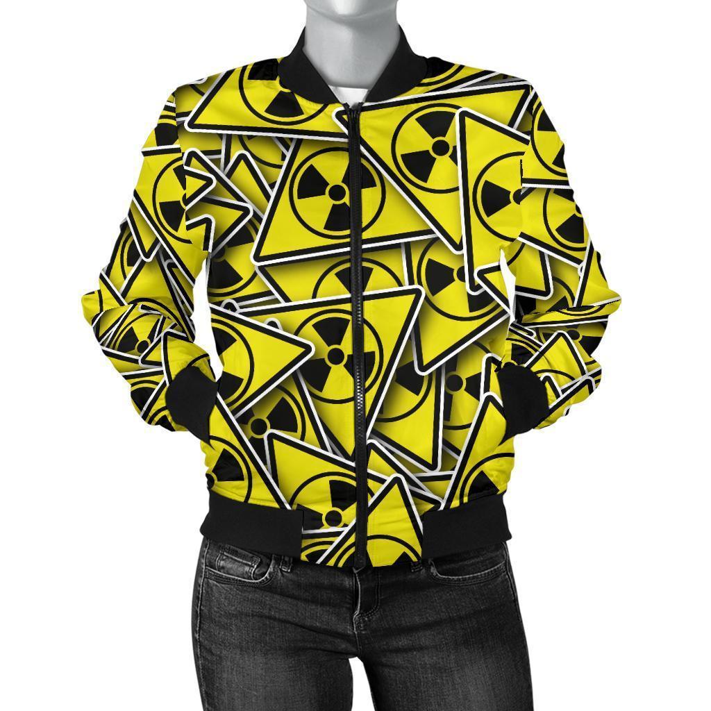 Pattern Print Radiation Women Casual Bomber Jacket-grizzshop