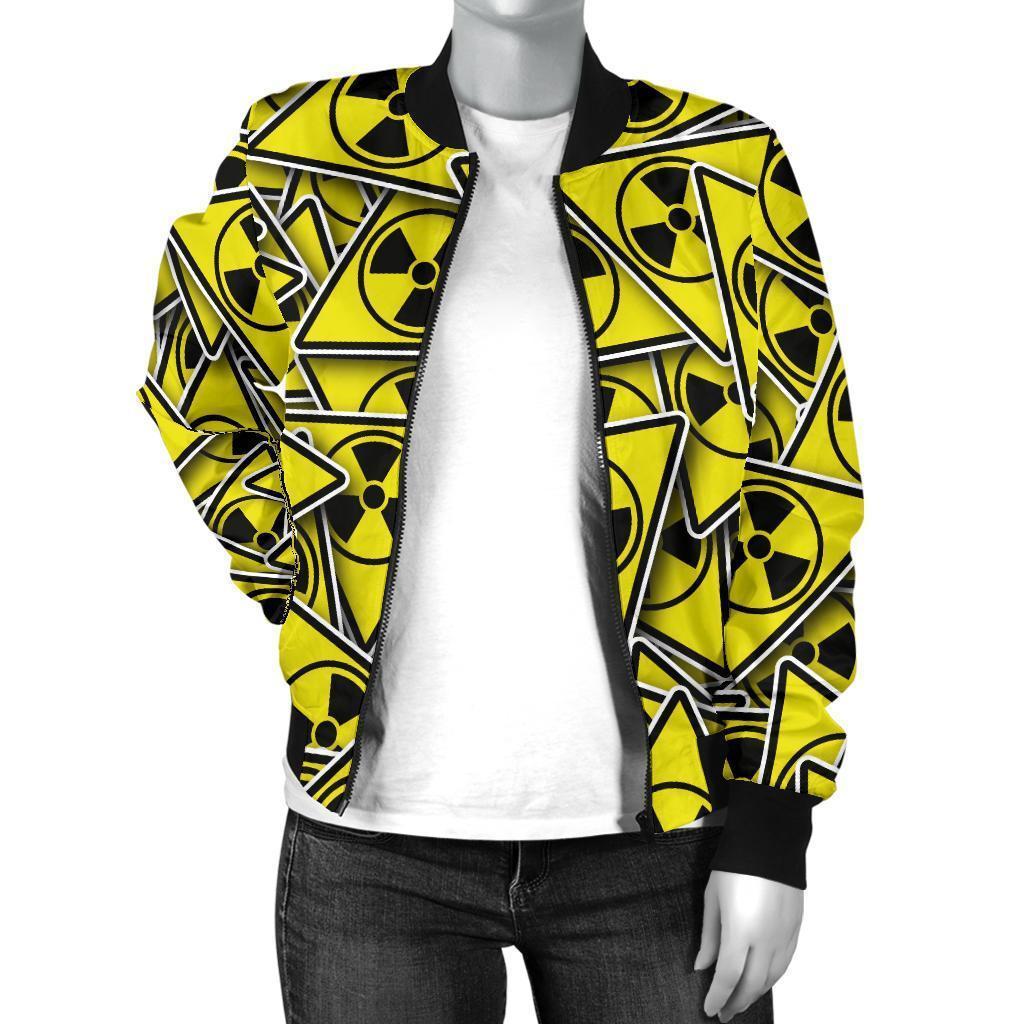 Pattern Print Radiation Women Casual Bomber Jacket-grizzshop