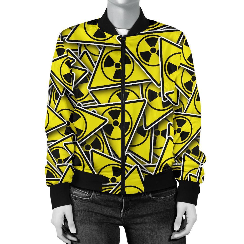 Pattern Print Radiation Women Casual Bomber Jacket-grizzshop