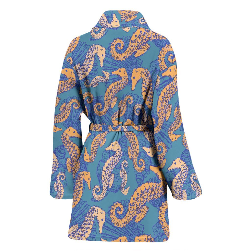 Pattern Print Seahorse Pattern Print Women Long Robe-grizzshop
