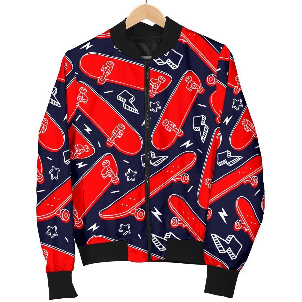 Pattern Print Skateboard Women Casual Bomber Jacket-grizzshop