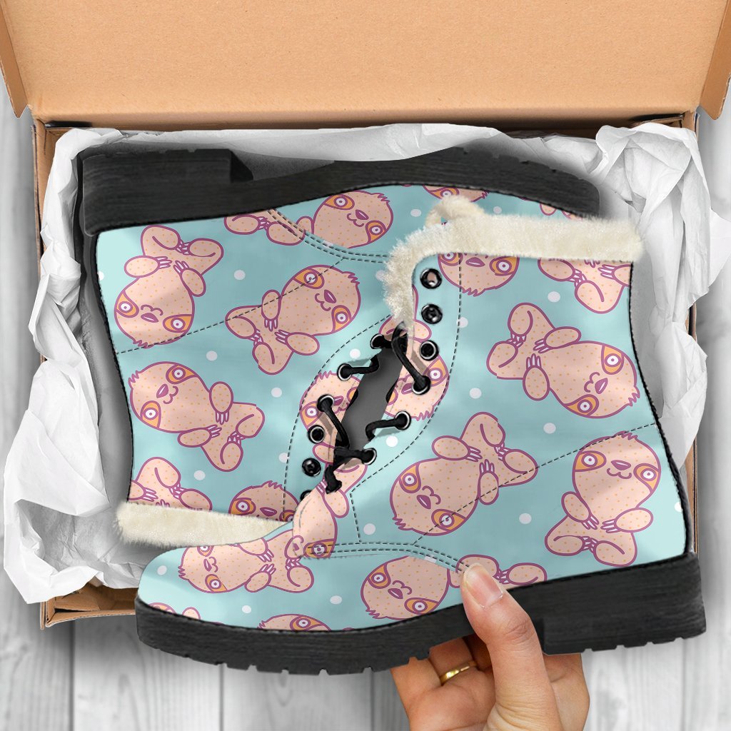 Pattern Print Sloth Comfy Winter Boots-grizzshop