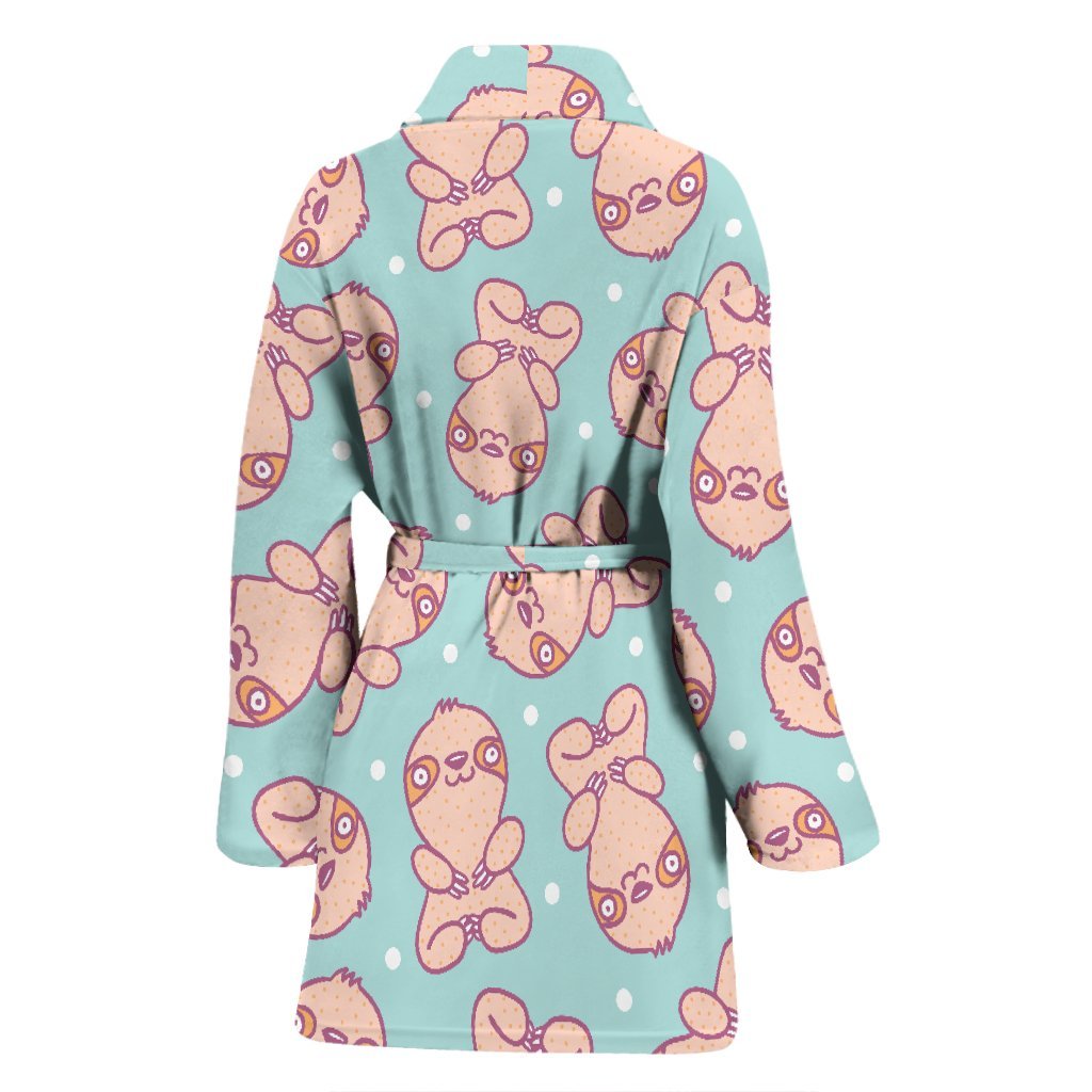 Pattern Print Sloth Pattern Print Women Long Robe-grizzshop