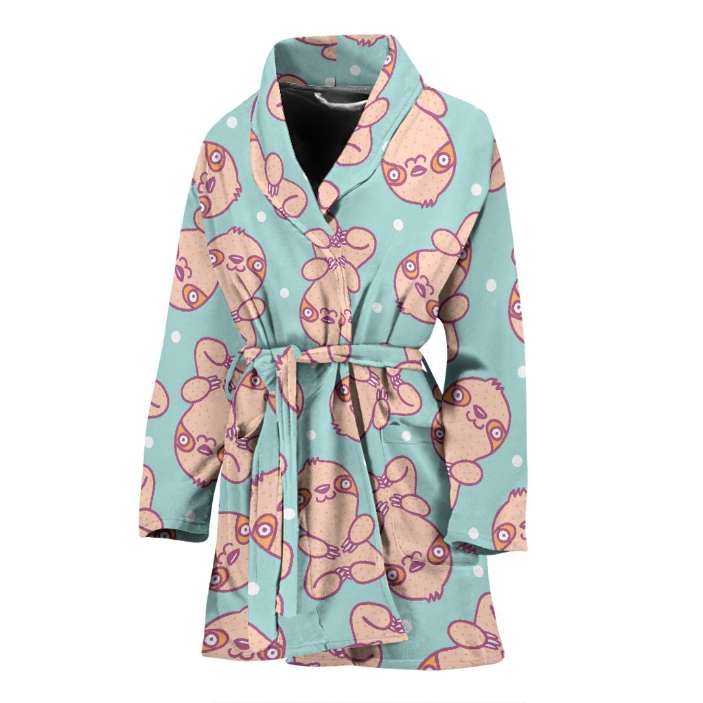 Pattern Print Sloth Pattern Print Women Long Robe-grizzshop