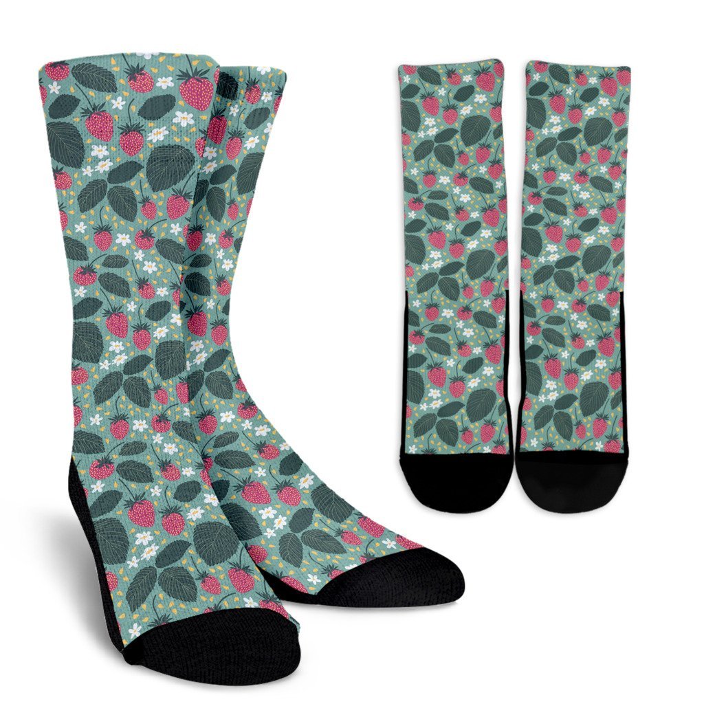 Pattern Print Strawberry Unisex Crew Socks-grizzshop
