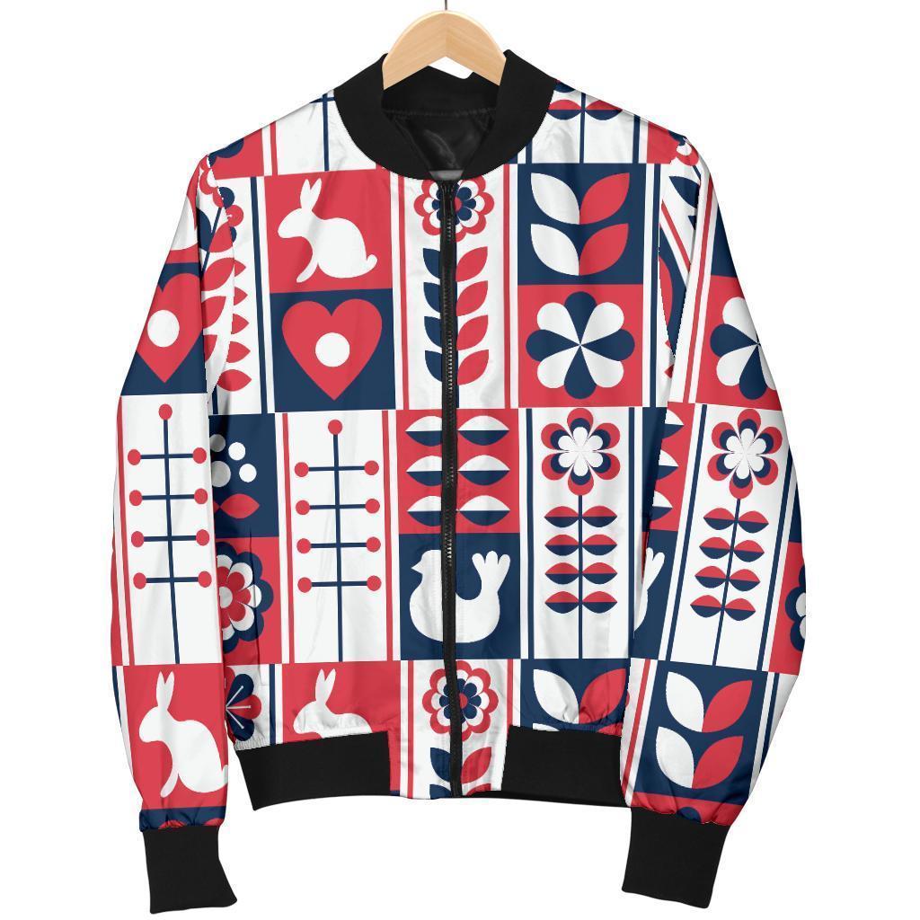 Pattern Print Swedish Women Casual Bomber Jacket-grizzshop