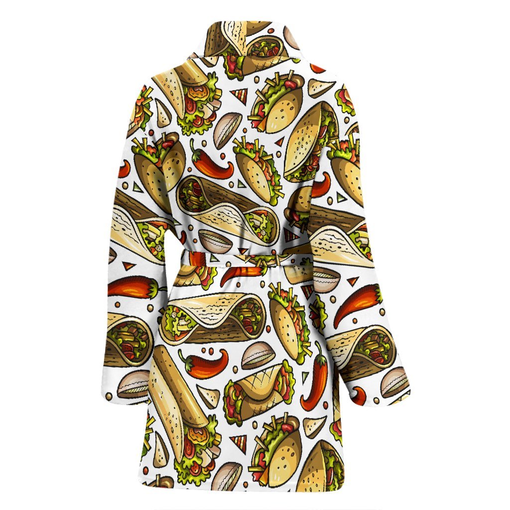 Pattern Print Taco Pattern Print Women Long Robe-grizzshop