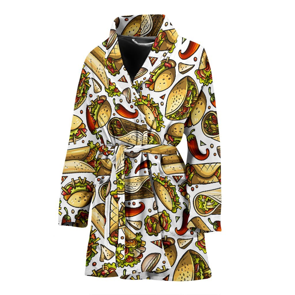 Pattern Print Taco Pattern Print Women Long Robe-grizzshop