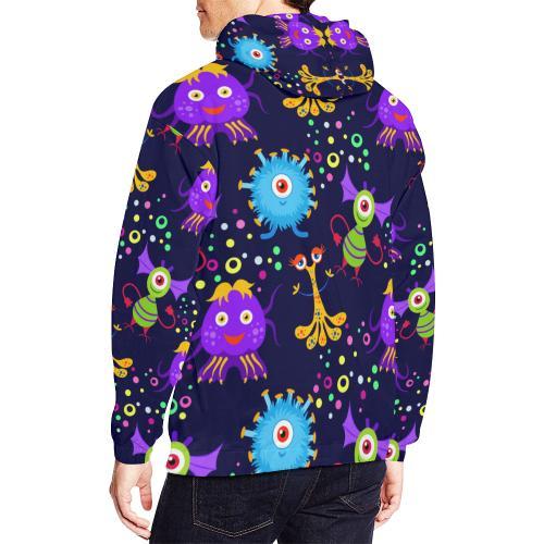 Pattern Print Ufo Alien Print Men Pullover Hoodie-grizzshop