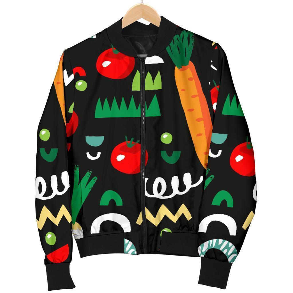 Pattern Print Vegan Women Casual Bomber Jacket-grizzshop