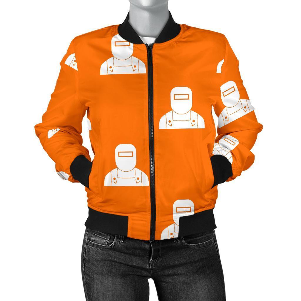 Pattern Print Welder Women Casual Bomber Jacket-grizzshop
