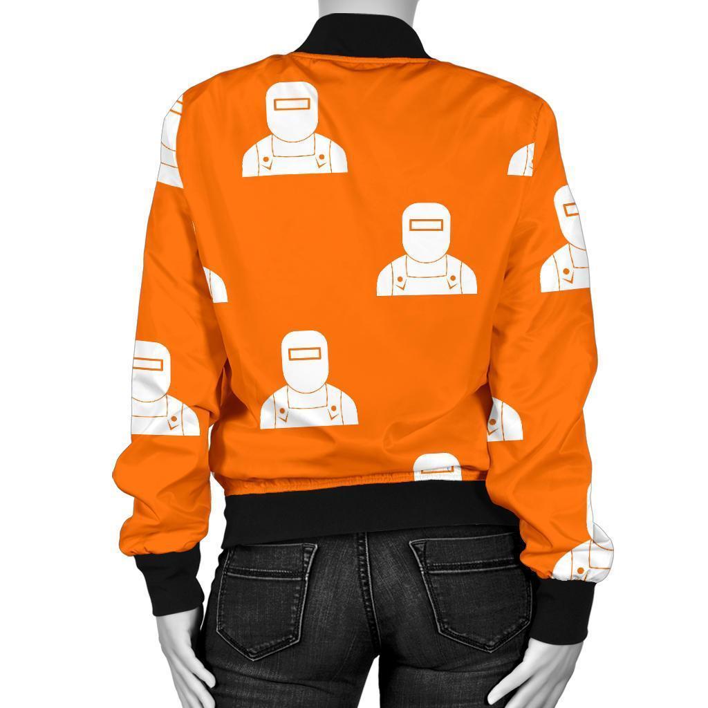 Pattern Print Welder Women Casual Bomber Jacket-grizzshop