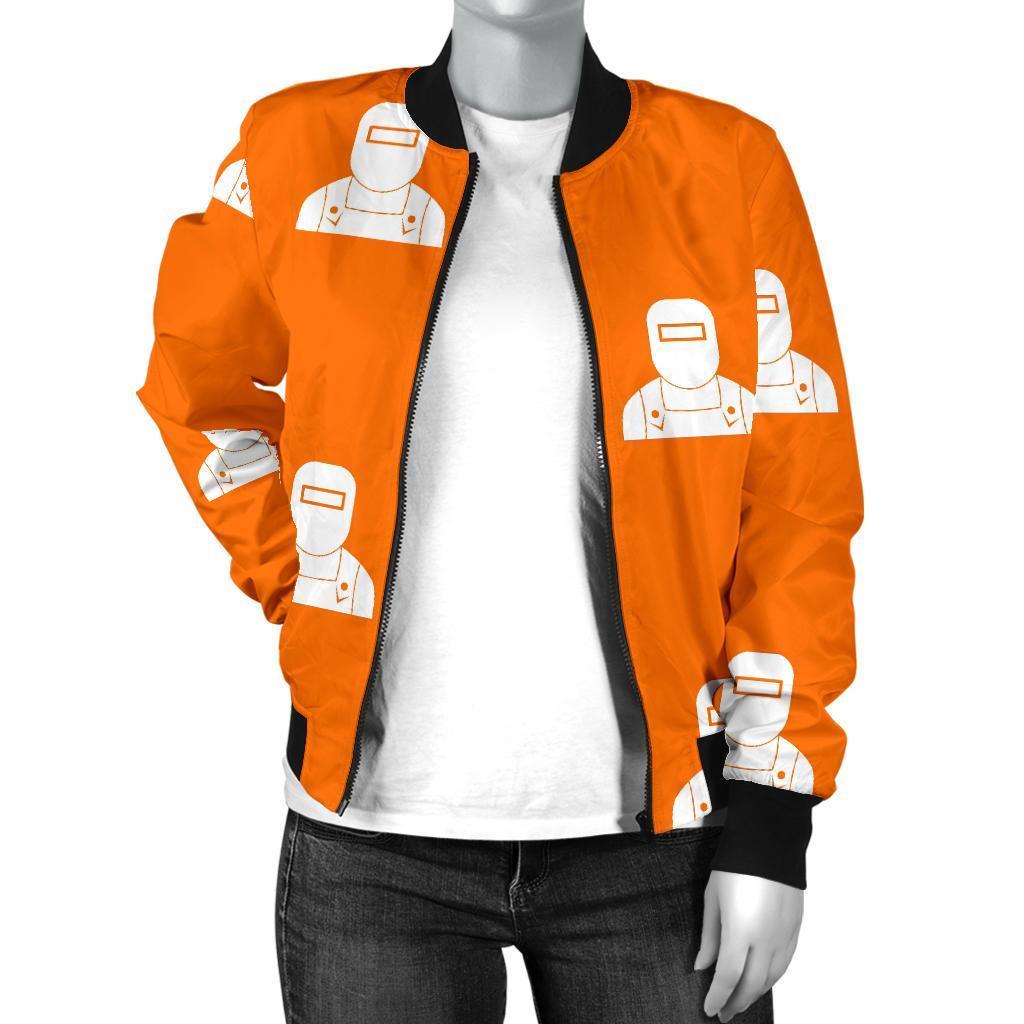Pattern Print Welder Women Casual Bomber Jacket-grizzshop