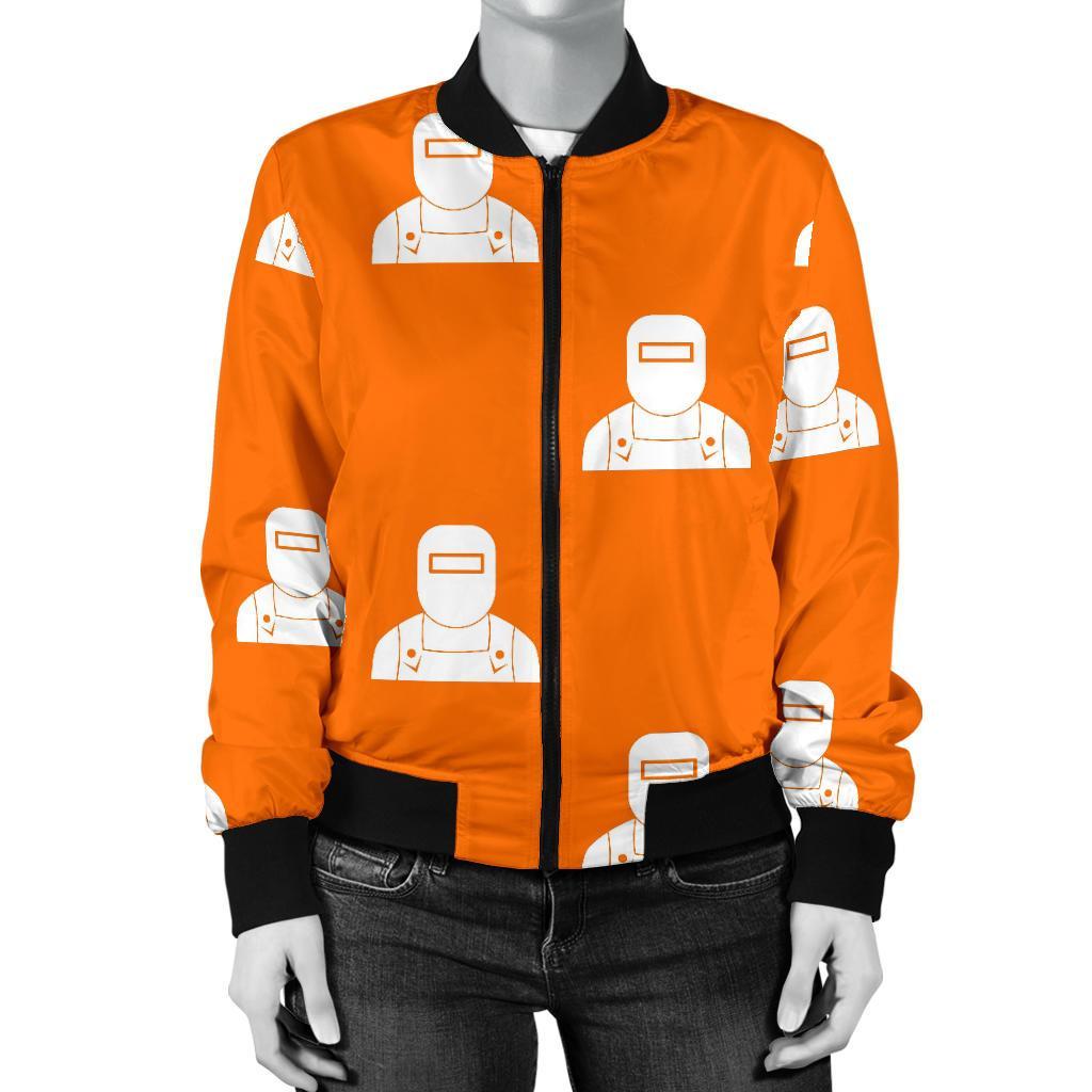 Pattern Print Welder Women Casual Bomber Jacket-grizzshop