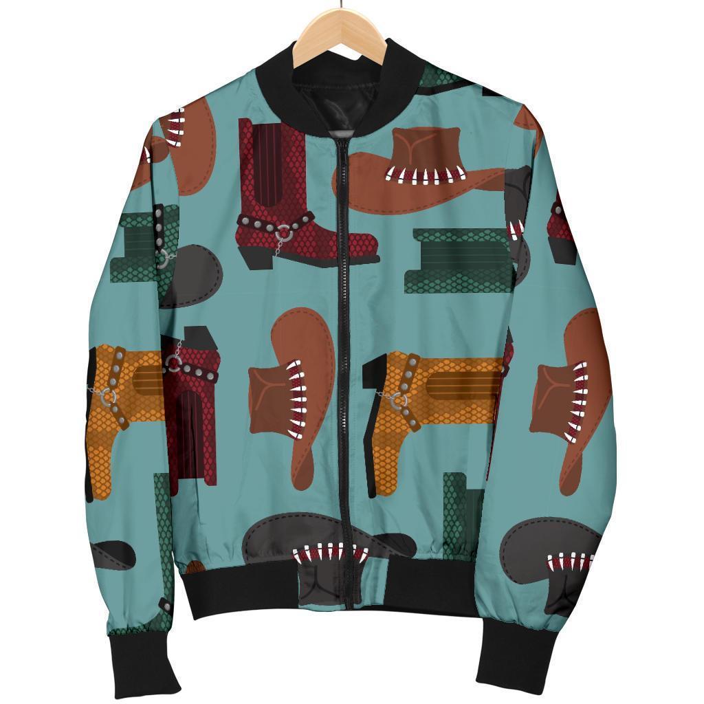 Pattern Print Western Cowboy Women Casual Bomber Jacket-grizzshop