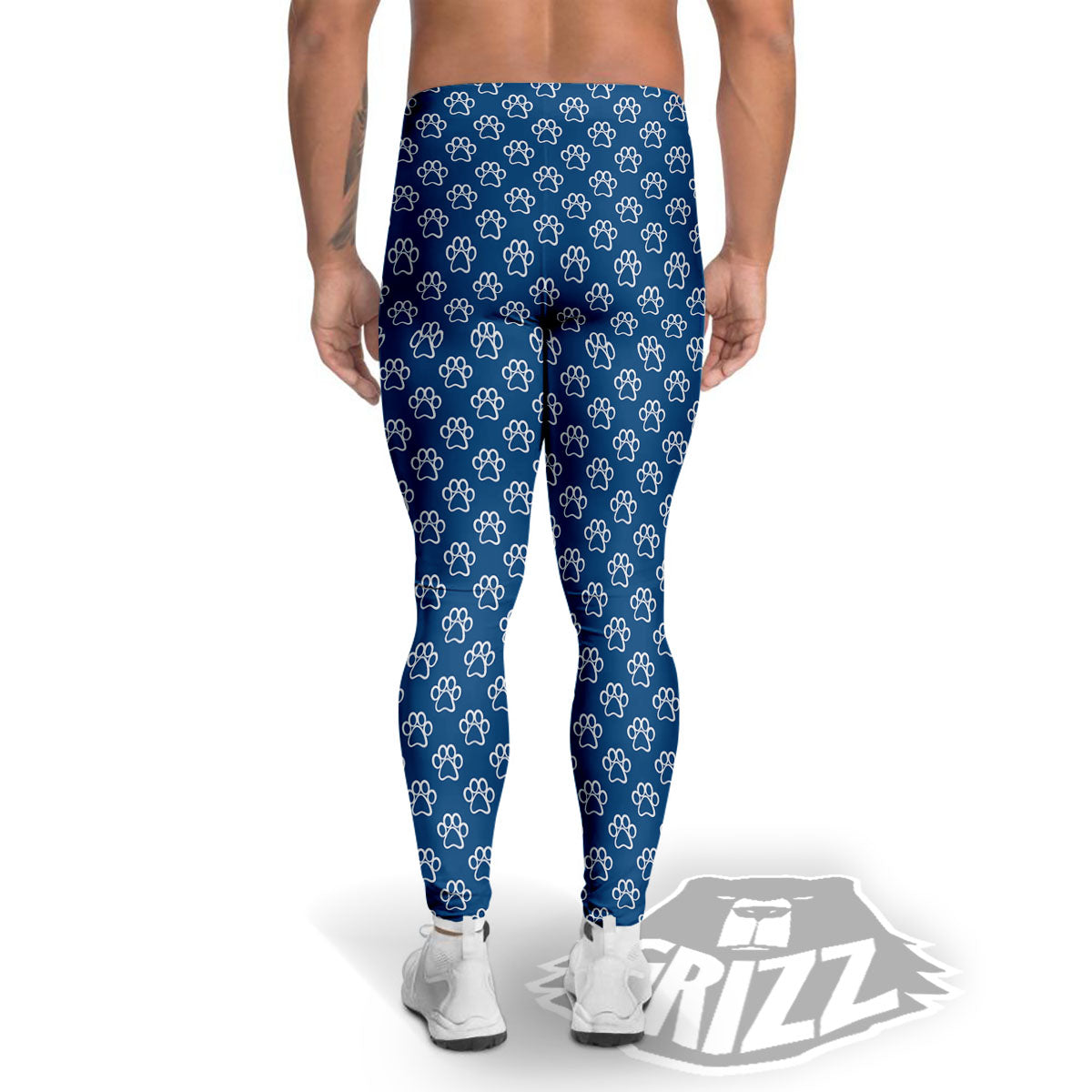 Paw Blue Animal Print Pattern Men's Leggings-grizzshop