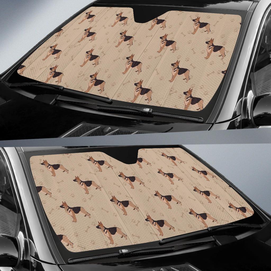 Paw German Shepherd Pattern Print Car Sun Shade-grizzshop