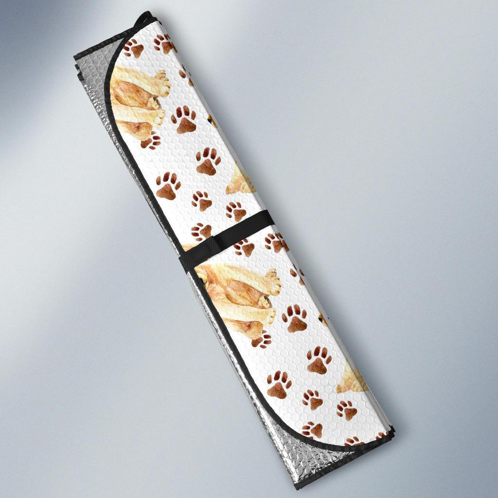 Paw Golden Retriever Pattern Print Car Sun Shade-grizzshop