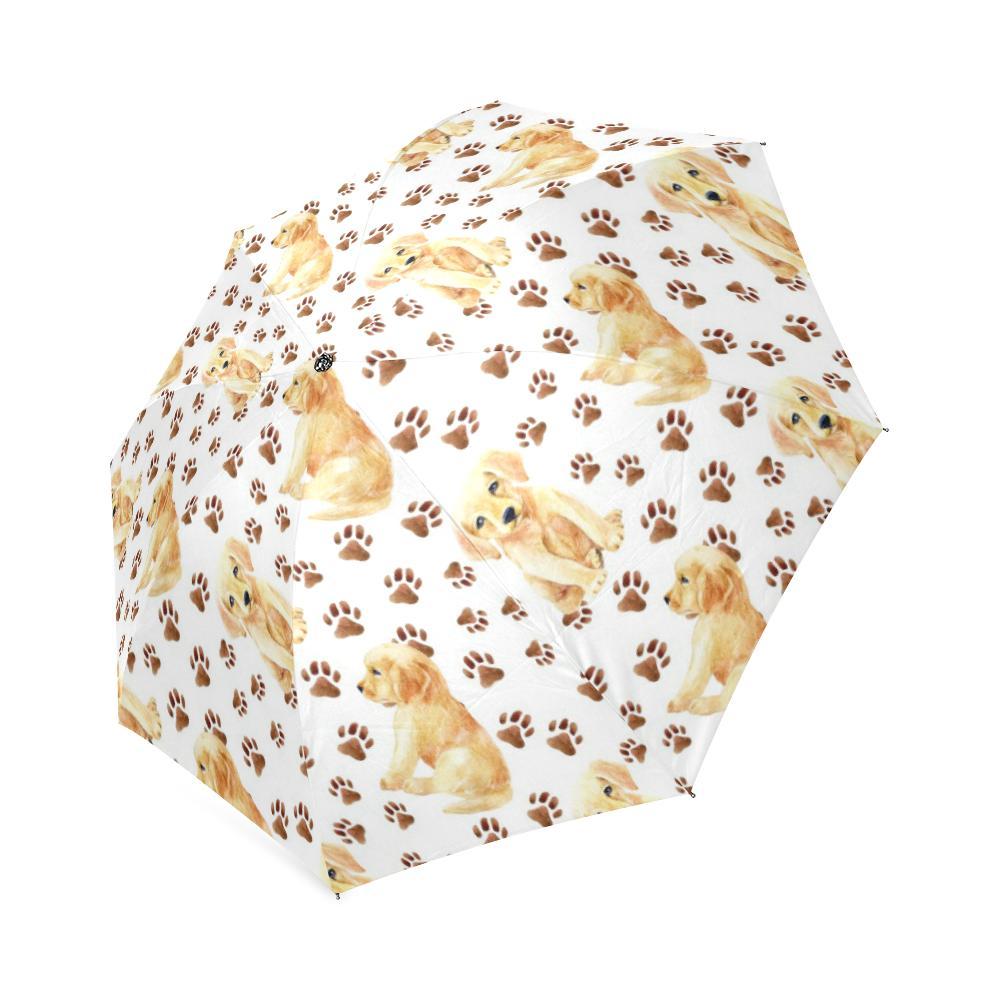 Paw Golden Retriever Pattern Print Foldable Umbrella-grizzshop