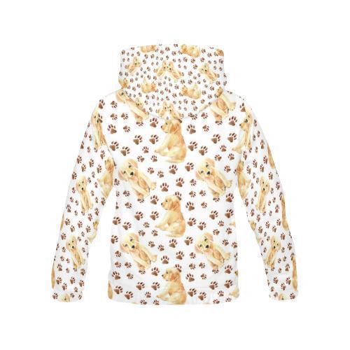 Paw Golden Retriever Pattern Print Women Pullover Hoodie-grizzshop