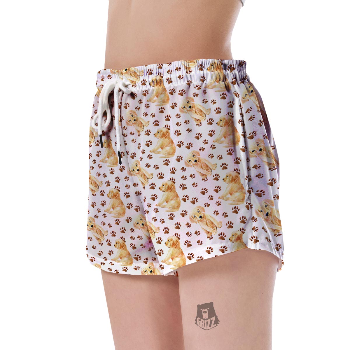 Paw Golden Retriever Pattern Print Women's Shorts-grizzshop