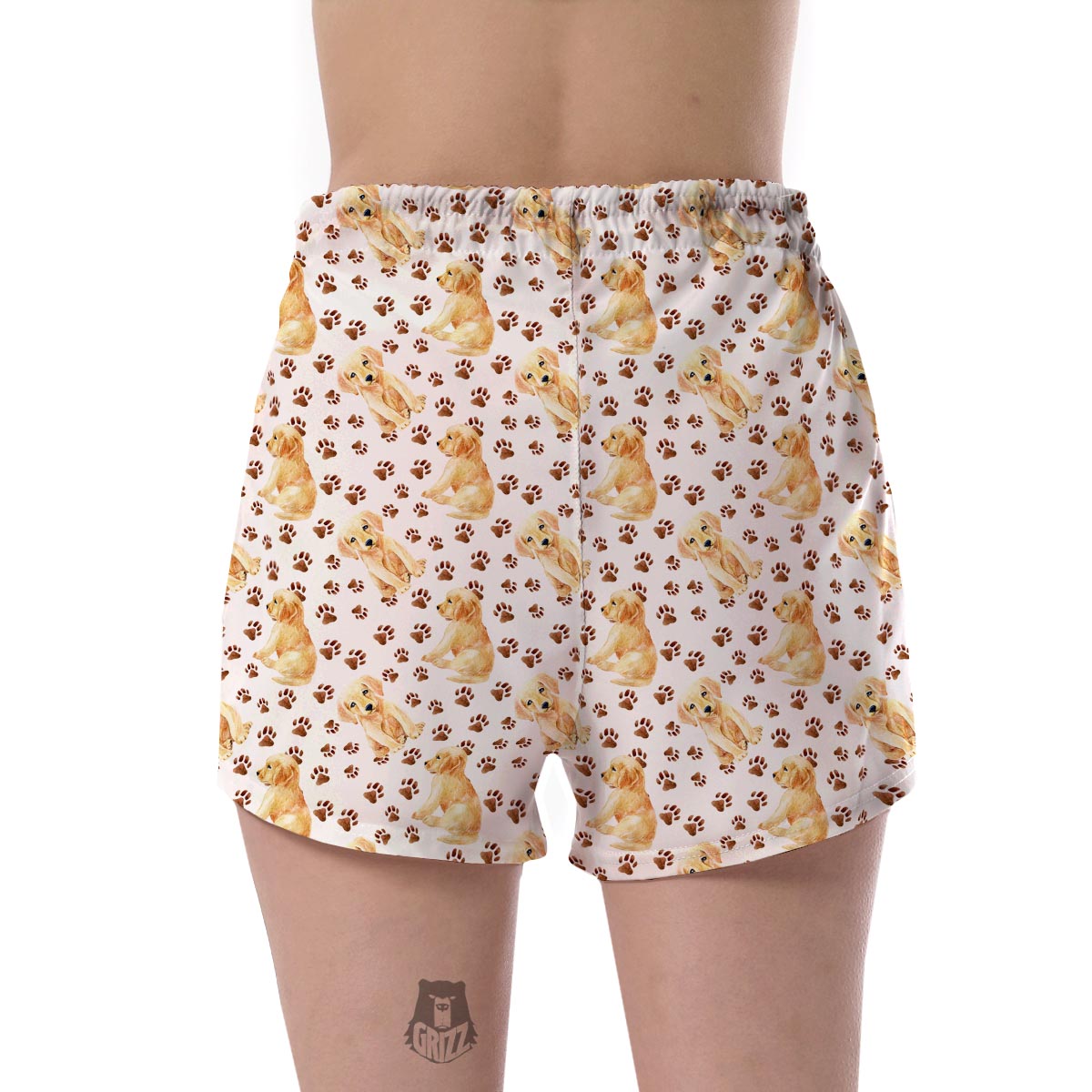 Paw Golden Retriever Pattern Print Women's Shorts-grizzshop