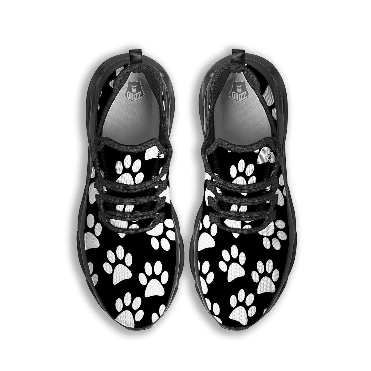 Paw Print Black Running Shoes-grizzshop