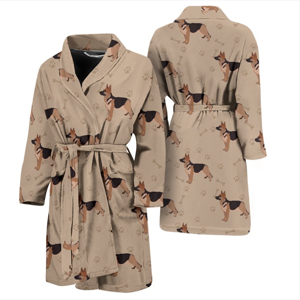 Paw German Shepherd Pattern Print Men Long Robe-grizzshop