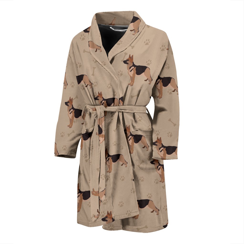 Paw German Shepherd Pattern Print Men Long Robe-grizzshop
