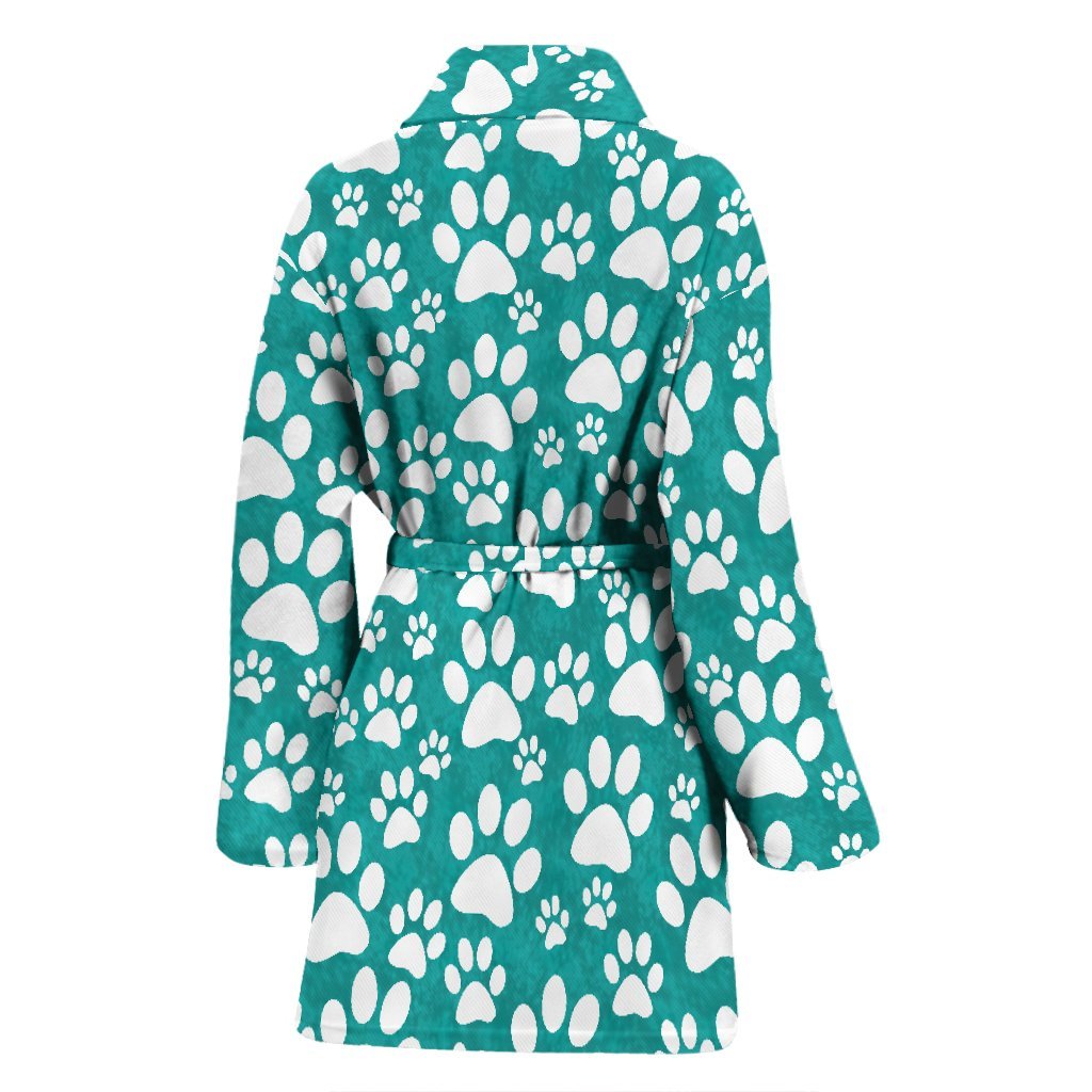 Paw Pattern Print Pattern Print Women Long Robe-grizzshop