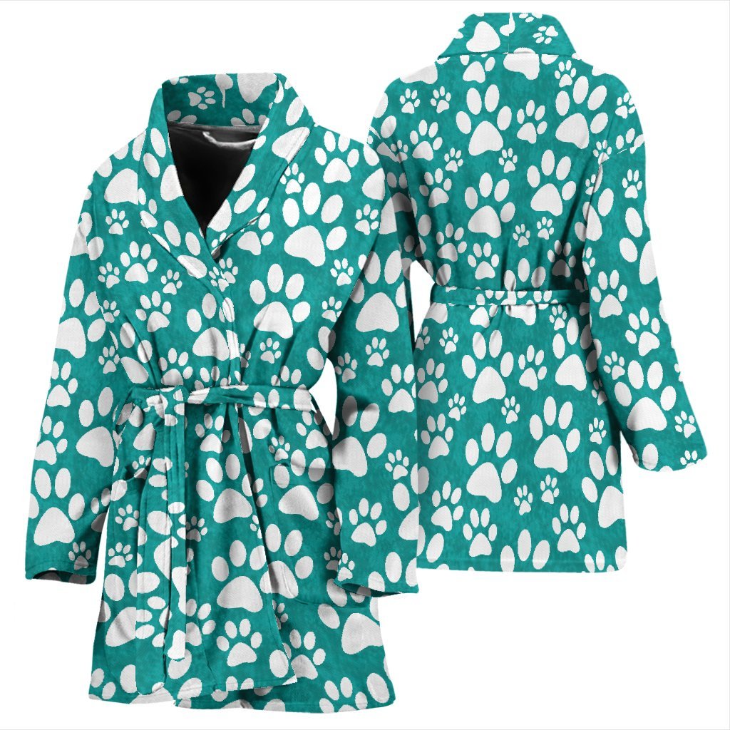 Paw Pattern Print Pattern Print Women Long Robe-grizzshop