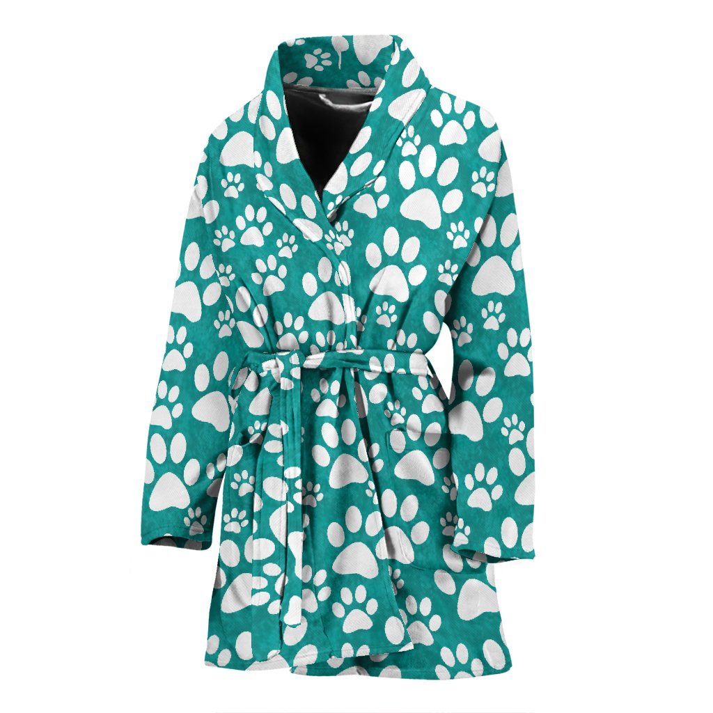 Paw Pattern Print Pattern Print Women Long Robe-grizzshop