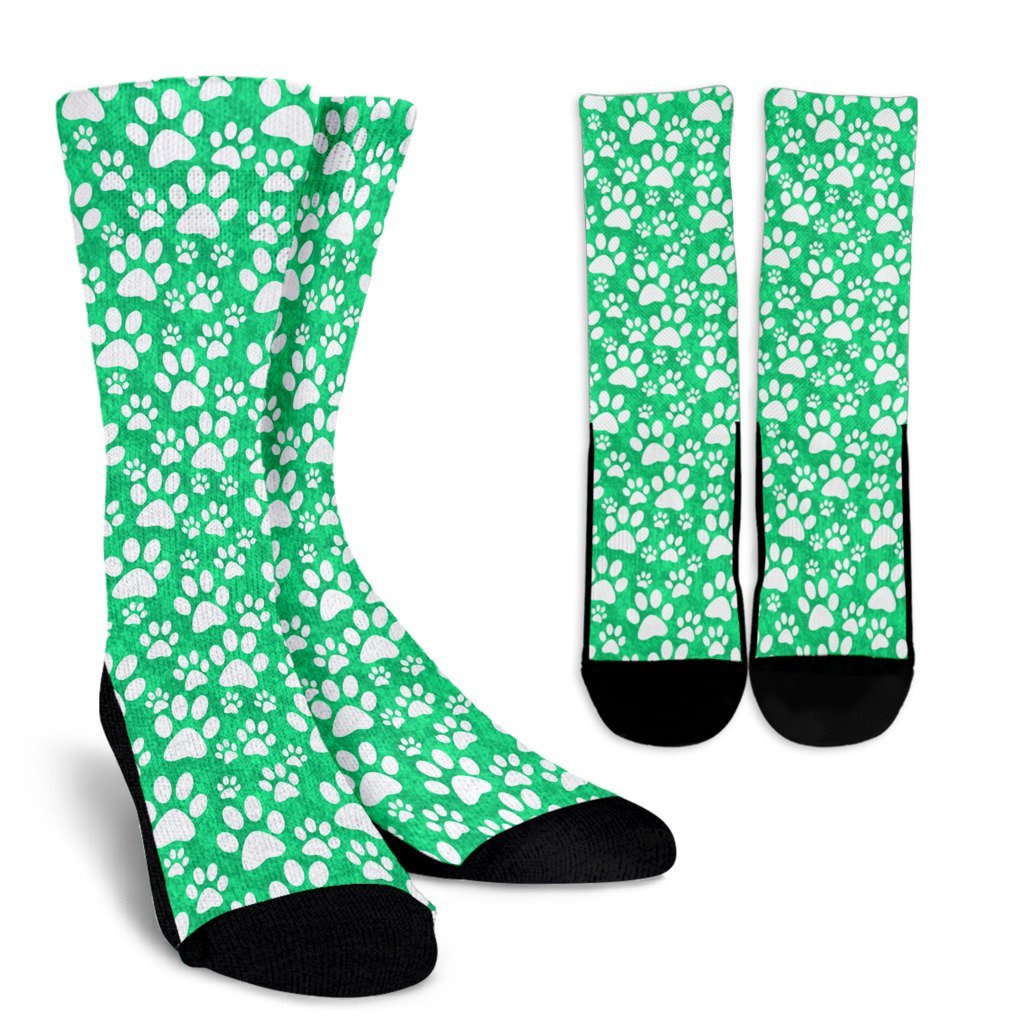 Paw Pattern Print Unisex Crew Socks-grizzshop