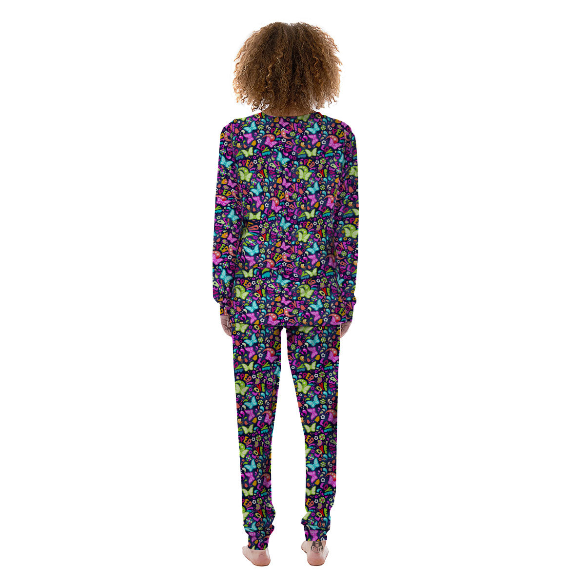Peace Groovy Girly Print Pattern Women's Pajamas-grizzshop