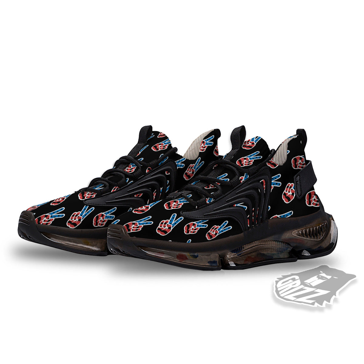 Peace Sign American Patriotic Print Pattern Black Gym Shoes-grizzshop