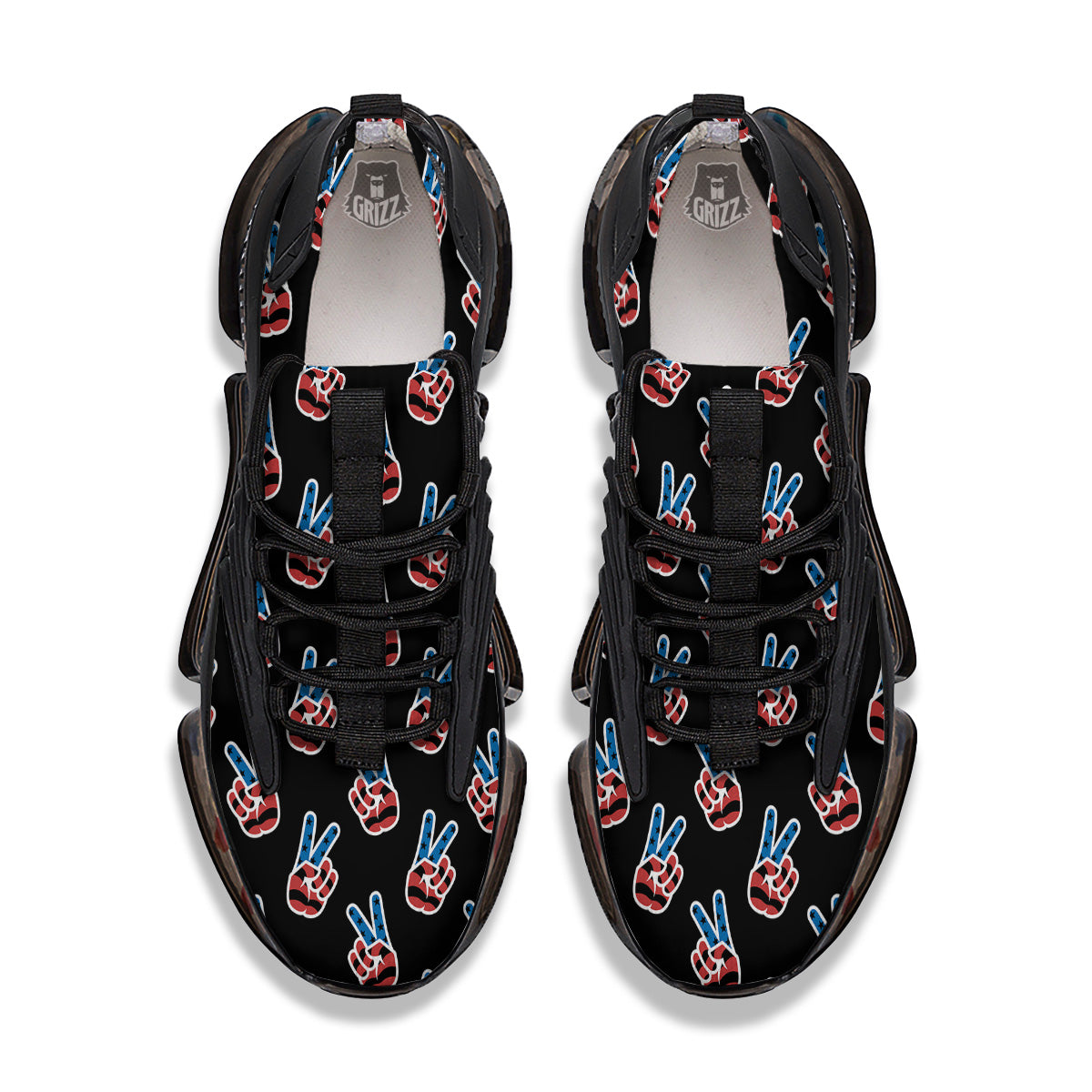 Peace Sign American Patriotic Print Pattern Black Gym Shoes-grizzshop